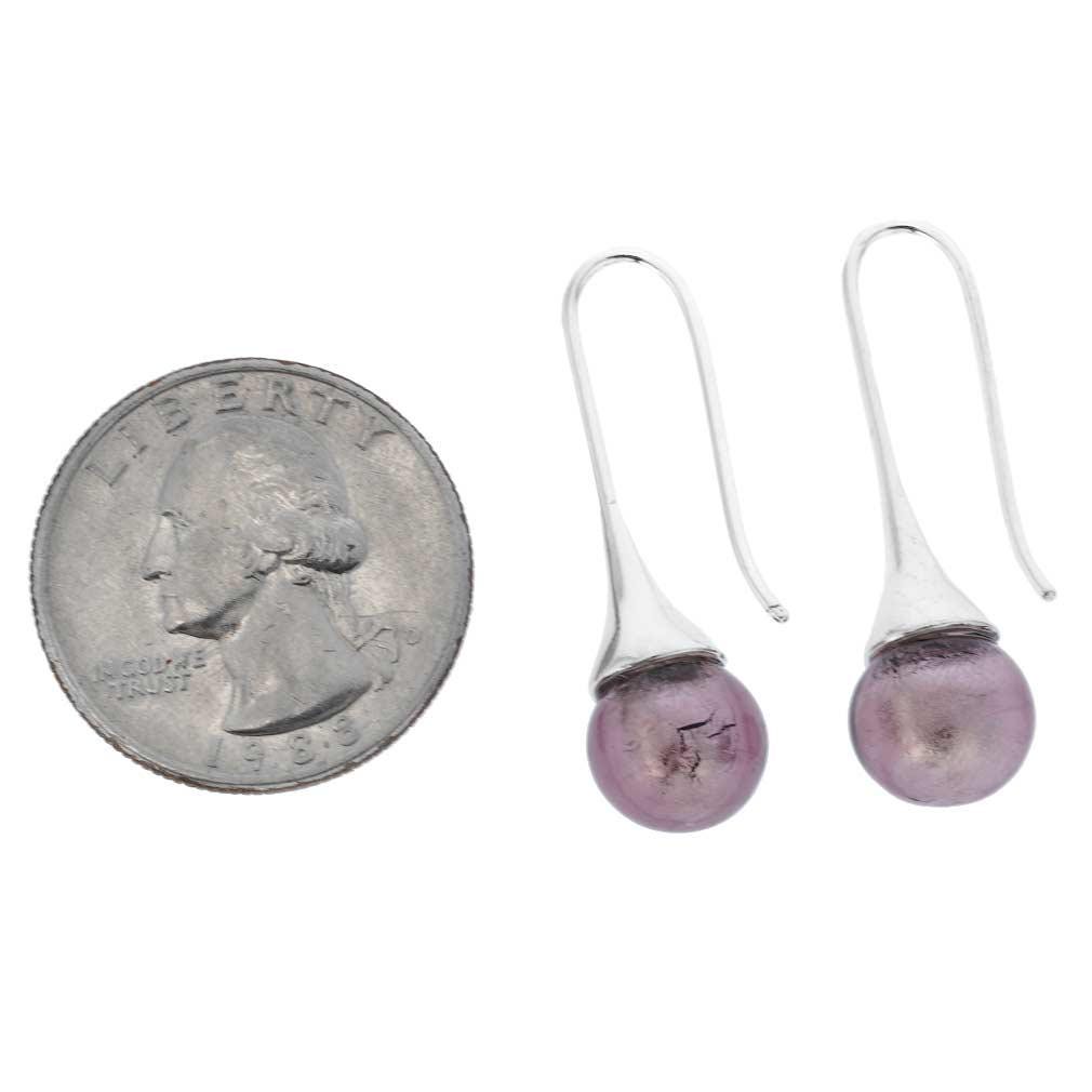 Contemporary pair of Murano glass drop earrings in Blue and white