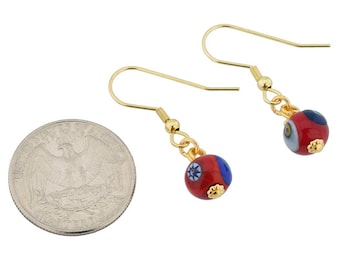 GlassOfVenice Murano Glass Mosaic Red Ball Earrings