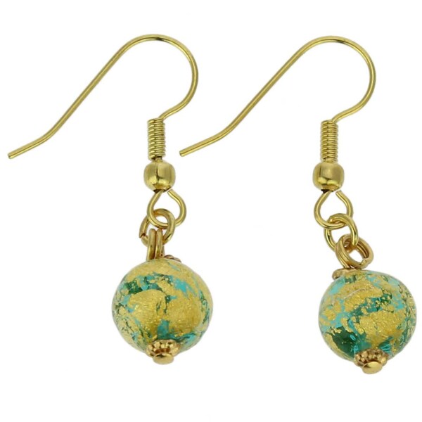 GlassOfVenice Murano Glass Golden Glow Earrings - Green