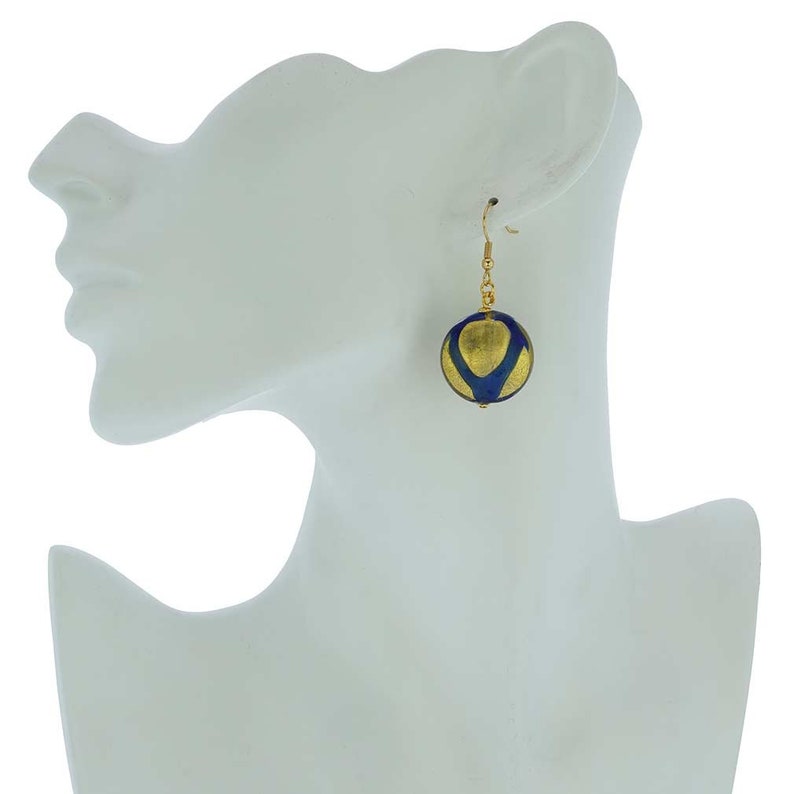 GlassOfVenice Murano Glass Royal Blue Circle Earrings