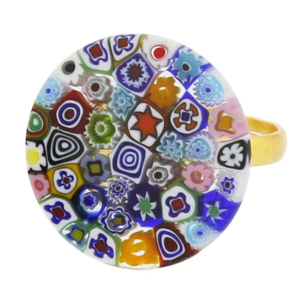 GlassOfVenice Murano Glass Millefiori Ring 3/4 Inch