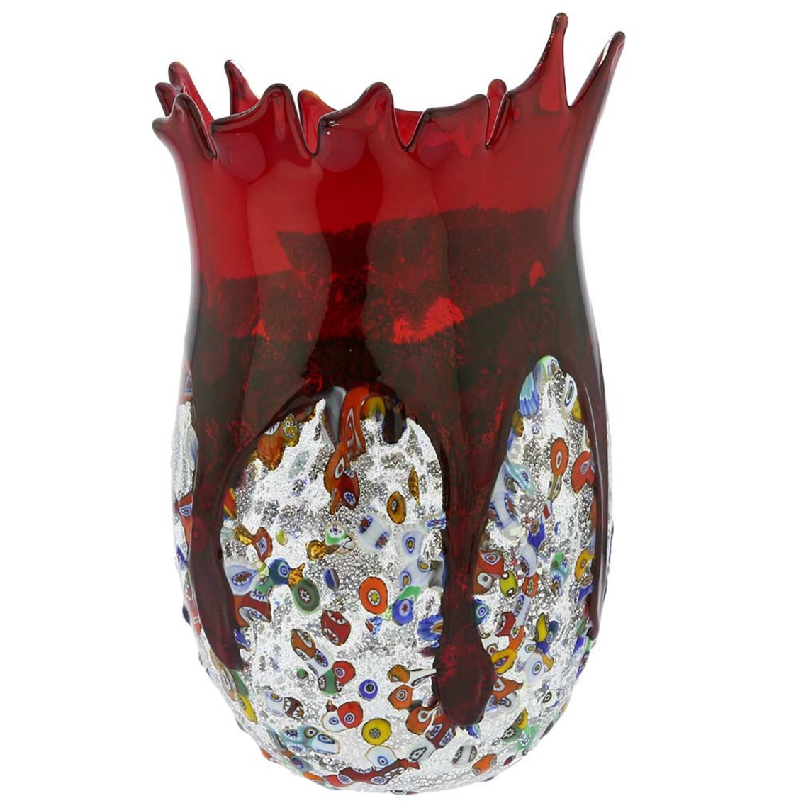 GlassOfVenice Authentic Murano Glass Pendant - Handmade Red & Black Millefiori Round Necklace From Italy - View #3