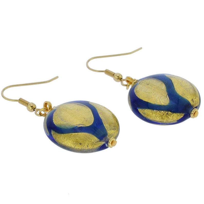 GlassOfVenice Murano Glass Royal Blue Circle Earrings