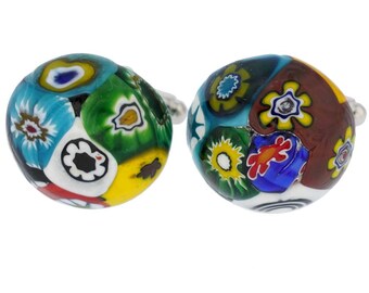 GlassOfVenice Murano Glass Mosaic Millefiori Cufflinks
