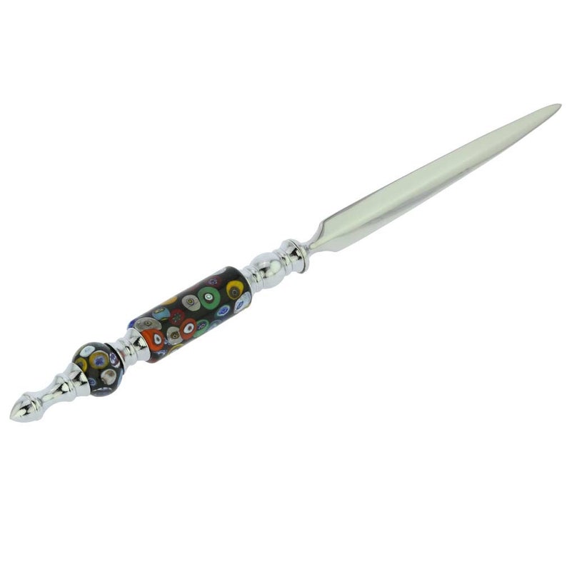 Glassofvenice Murano Glass Letter Opener Black Millefiori Etsy