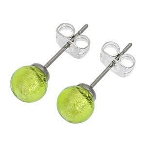GlassOfVenice Murano Glass Tiny Stud Earrings - Apple Green