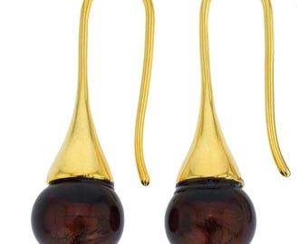 GlassOfVenice Orecchini pendenti in vetro di Murano dorato - Viola
