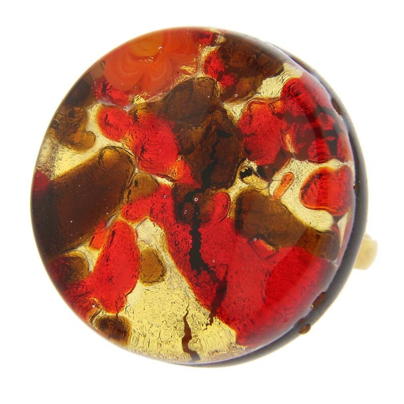 Round With Adjustable Band #1 GlassOfVenice Murano Glass Venetian Reflections Ring