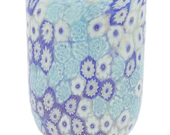 GlassOfVenice Murano Glass Tumbler - Aqua Gold Millefiori