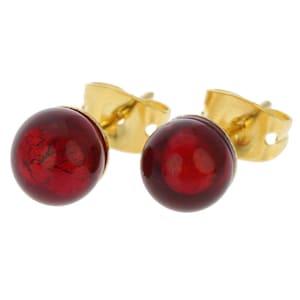 GlassOfVenice Murano Glass Tiny Stud Earrings - Ruby Red