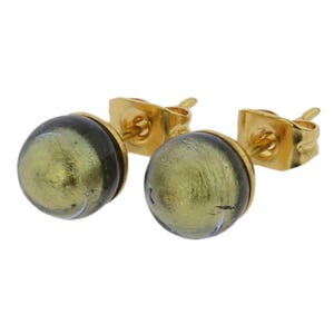 GlassOfVenice Murano Glass Tiny Stud Earrings - Grey Sapphire