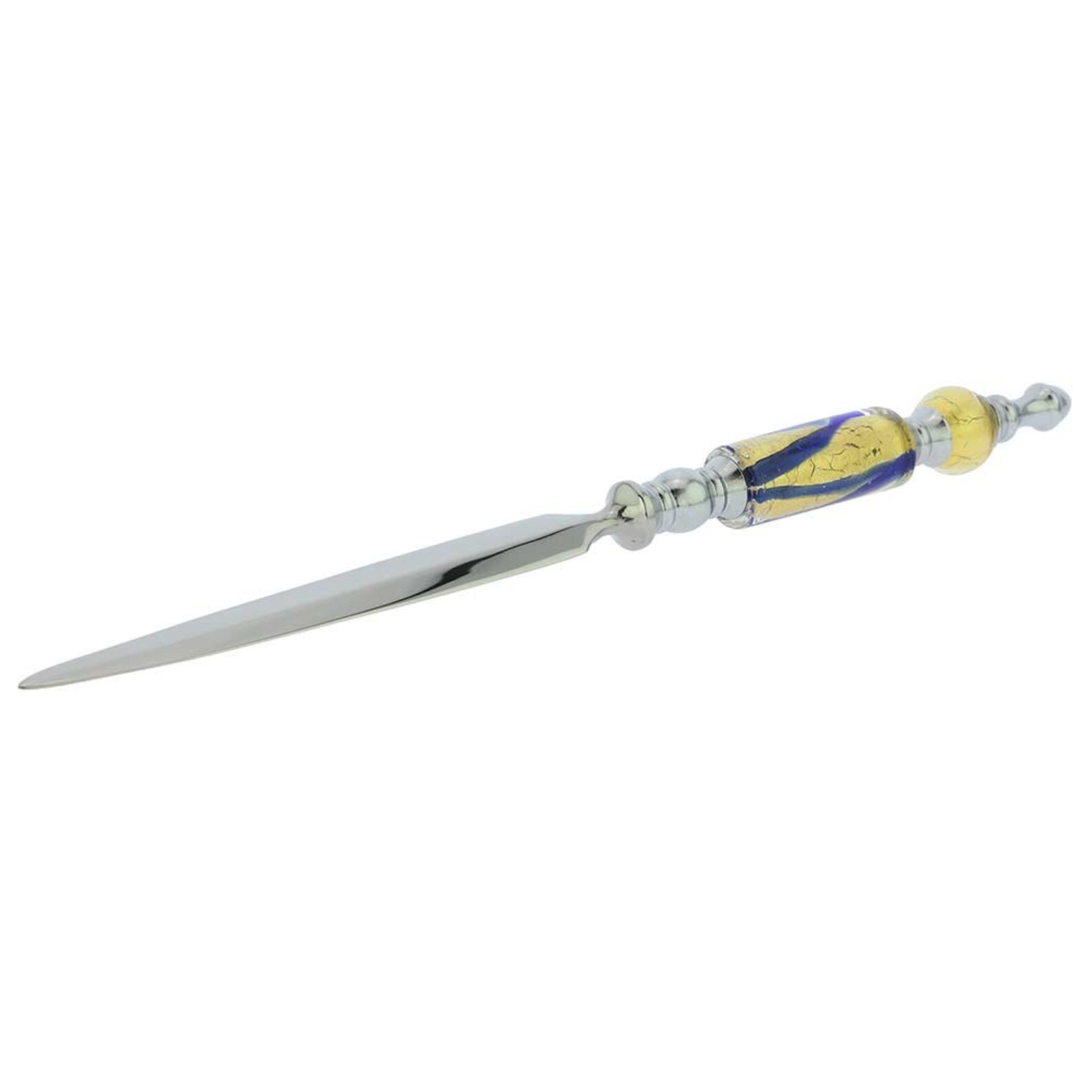 Glassofvenice Murano Glass Letter Opener Blue Gold Waves Etsy