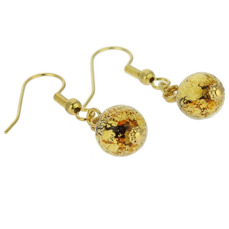 Glassofvenice Murano Glass Golden Glow Earrings Topaz | Etsy
