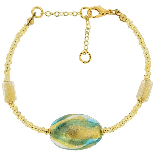 GlassOfVenice Murano Glass Royal Aqua Spiral Bracelet