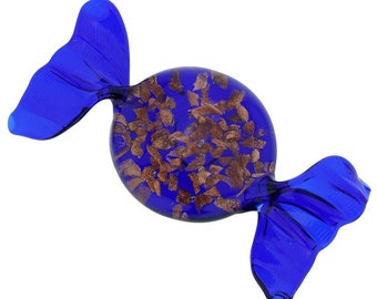 GlassOfVenice Bonbons en Verre de Murano - Avventurina Bleu