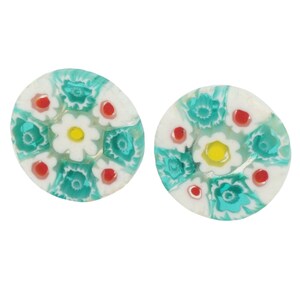 GlassOfVenice Murano Glass Millefiori Stud Earrings - Round