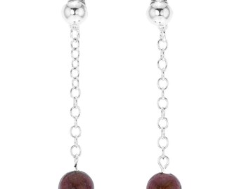 GlassOfVenice Orecchini pendenti in vetro di Murano con gocce d'argento - Viola