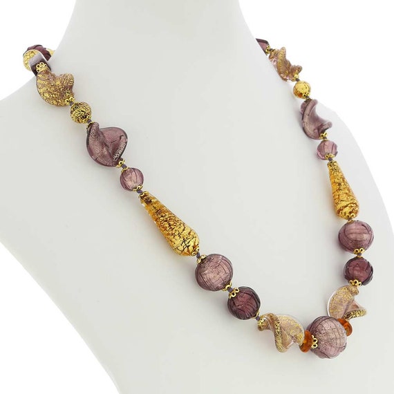 Details about   GlassOfVenice Murano Glass Necklace Ca D'Oro Purple 