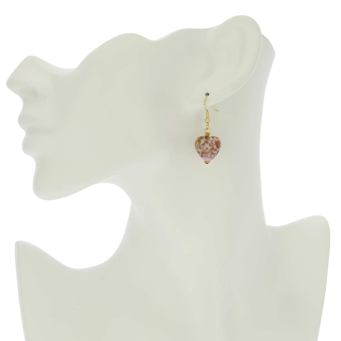 Glassofvenice Murano Glass Starlight Hearts Earrings Rose | Etsy