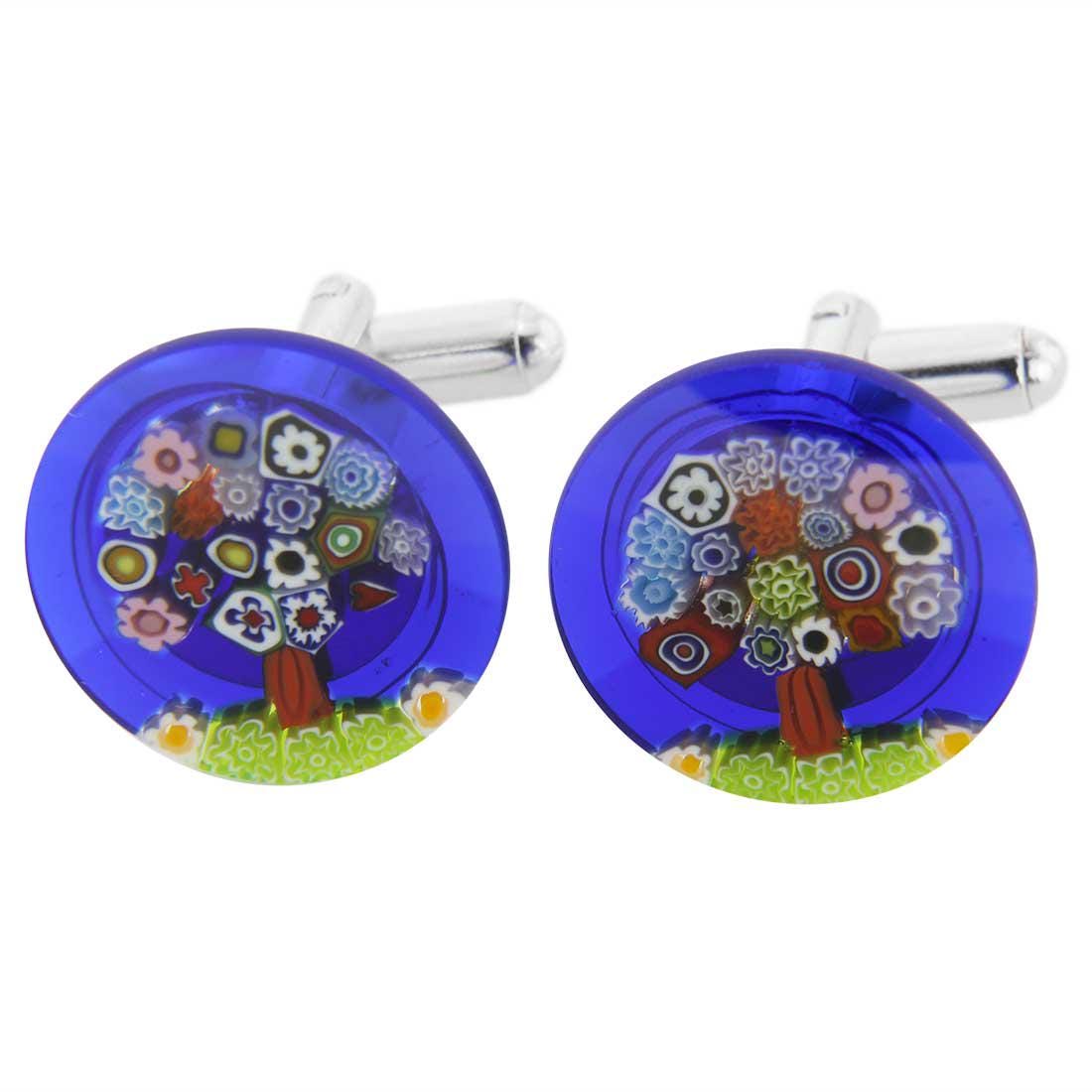 GlassOfVenice Murano Glass Millefiori Cufflinks - Tree of Life