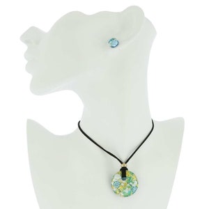 GlassOfVenice Murano Glass 'Venetian Reflections' Pendant Necklace - Aqua & Gold, Handmade In Italy