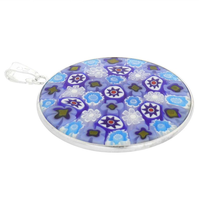 GlassOfVenice Murano Glass Millefiori Pendant in Silver Frame 1-14