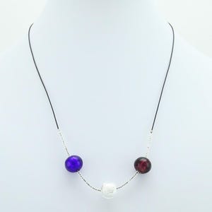 GlassOfVenice Murano Glass Three Balls Necklace - Silver Leaf