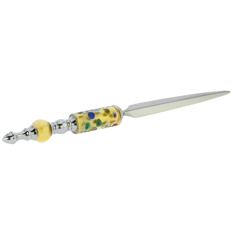 Glassofvenice Murano Glass Letter Opener Gold Millefiori Etsy