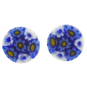 GlassOfVenice Murano Glass Millefiori Stud Earrings - Round