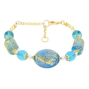 GlassOfVenice Murano Glass Ca D'Oro Keychain - Blue Handmade In Italy - Authentic Venetian Art Glass With Certificate