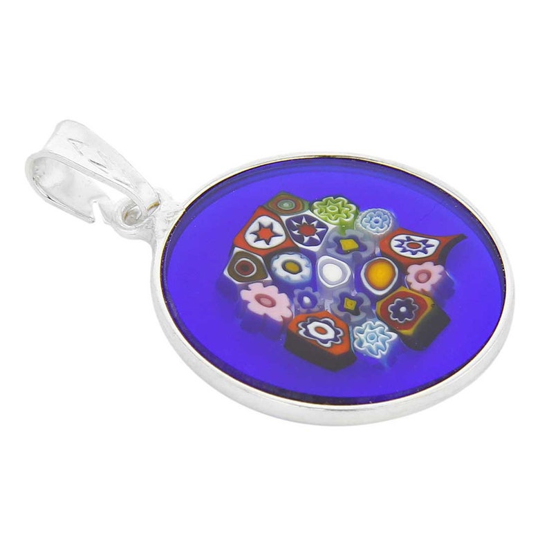 GlassOfVenice Murano Glass Millefiori Pendant in Silver Frame 34