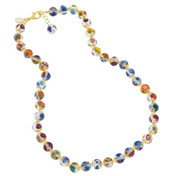 GlassOfVenice Collier mosaïque en verre de Murano – Transparent multicolore