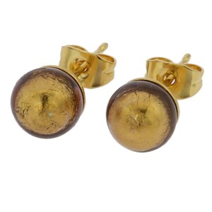 GlassOfVenice Murano Glass Tiny Stud Earrings - Golden Mocha