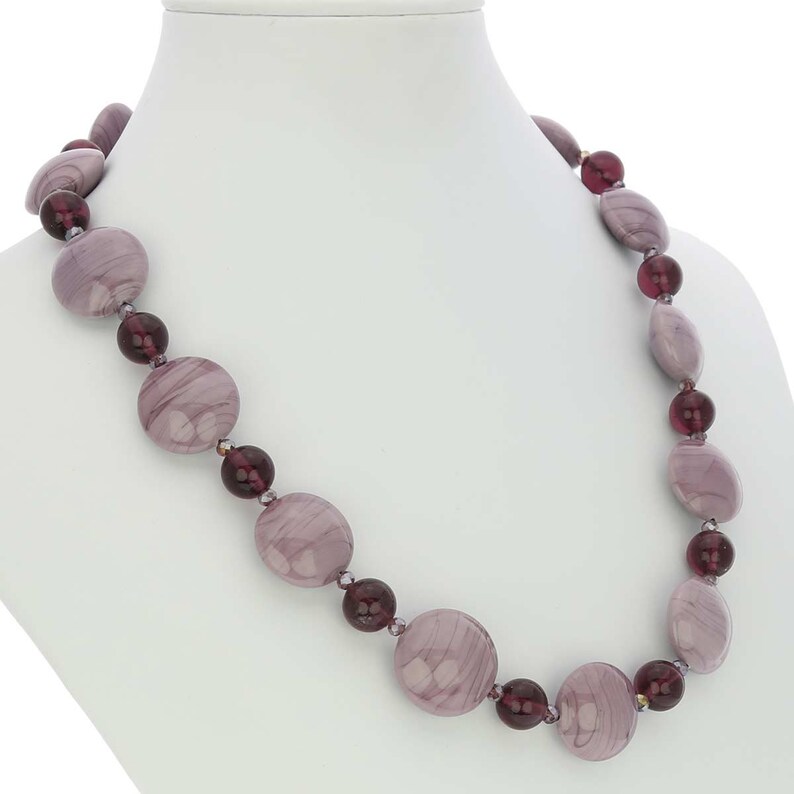 GlassOfVenice Murano Glass Wonders Necklace Purple Cream