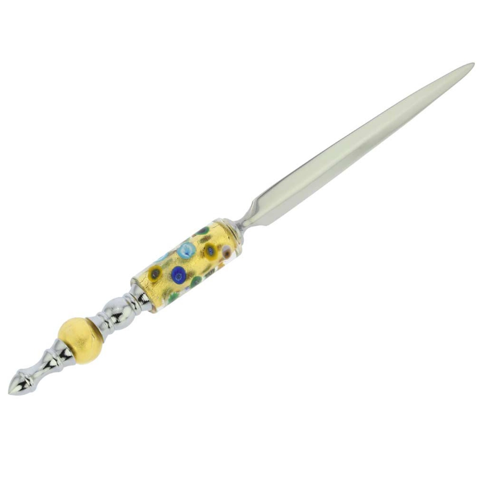 Glassofvenice Murano Glass Letter Opener Gold Millefiori Etsy