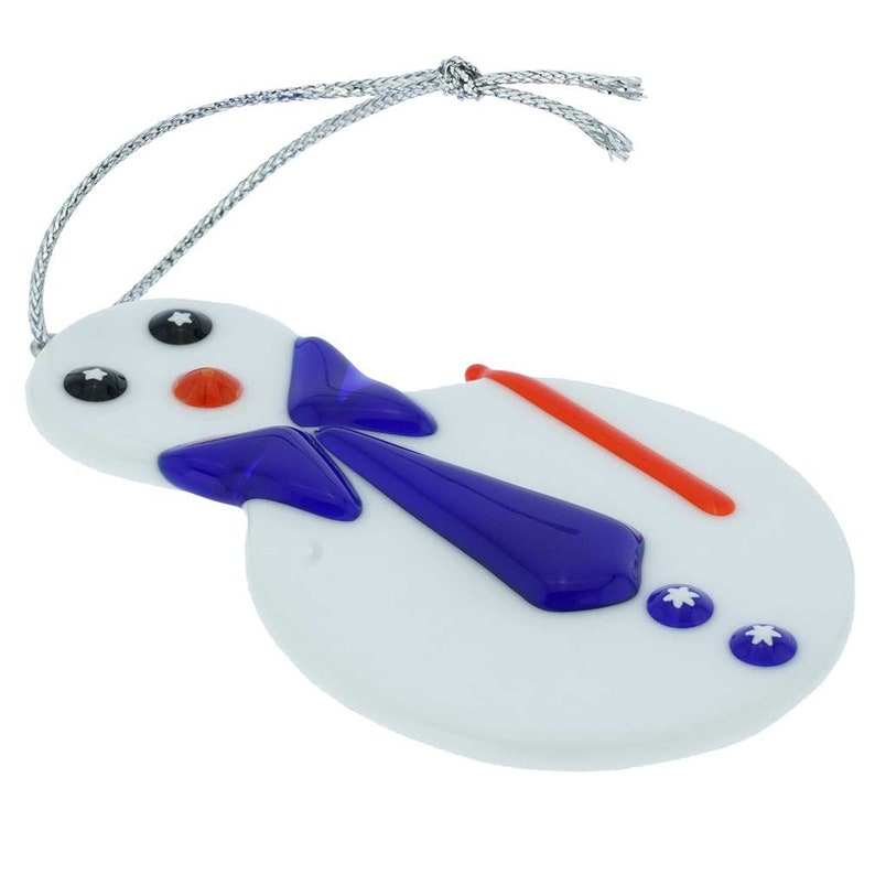 Glassofvenice Murano Glass Snowman Christmas Ornament Blue Etsy