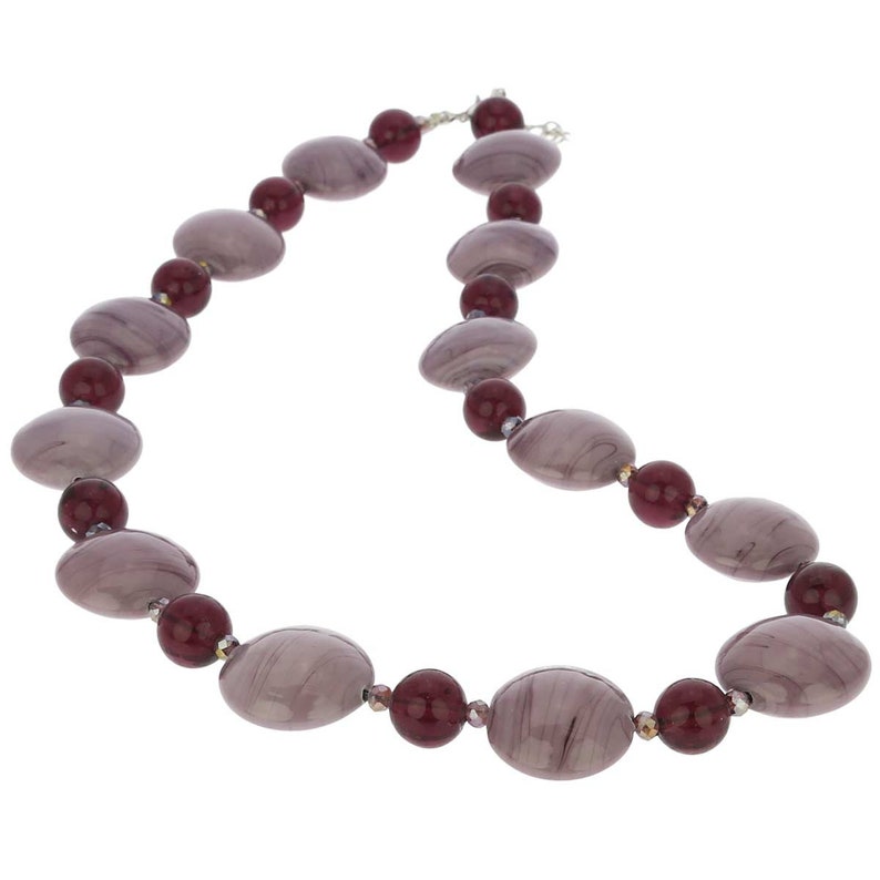 GlassOfVenice Murano Glass Wonders Necklace Purple Cream