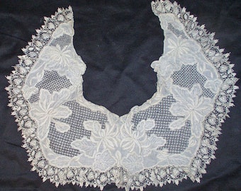 Antique Lace Collar 19th Century Whitework  Needlework Wearable Museum Deaccession