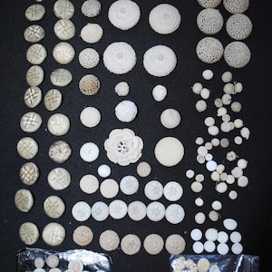 Lot Of Fancy Crochet And Fabric Covered Buttons Various Sizes