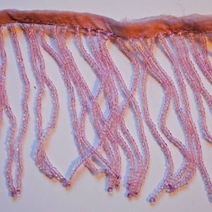 Antique Pink Glass Beaded Fringed Trim, Glass Seed Beads