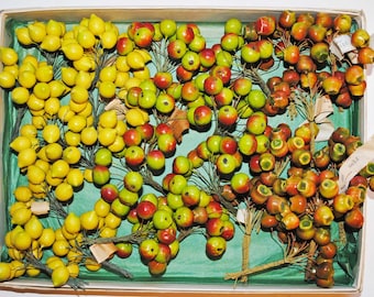 Germany Fruit Apples, Lemons, Nuts Millinery - New Old Store Stock Hat Decorations, 1940s