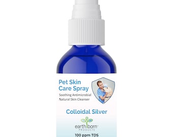 Earthborn Products Spray de plata coloidal para mascotas/tratamiento antimicrobiano para puntos calientes, quemaduras, irritaciones, erupciones y heridas/vidrio de 4 oz