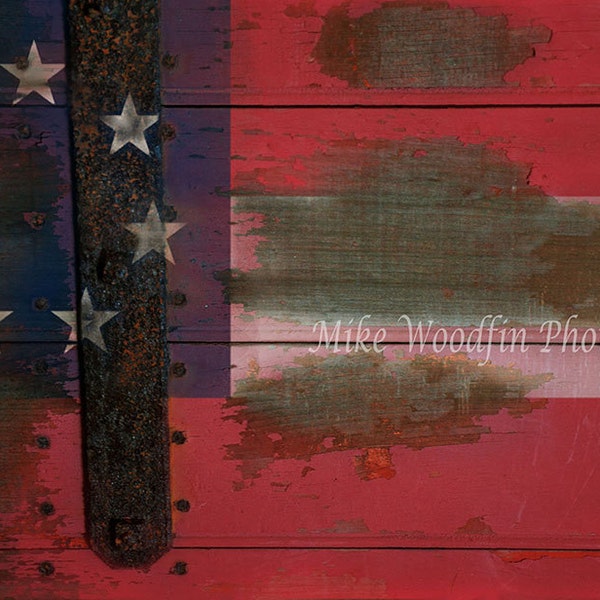 Confederate State of America Stars and Bars on a wooden door Vintage photo DIGITAL Photograph Southern Heritage Fine Art Poster Wall Art CSA