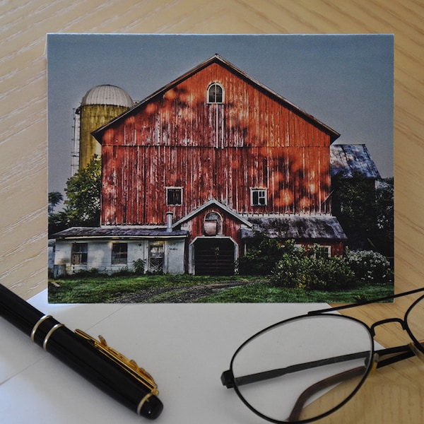 Red Barn Pennsylvania Note Card Mailer Stationary Photo Photograph Vintage Antique History Historical Rustic Rural Nature Barnwood Old Rusty