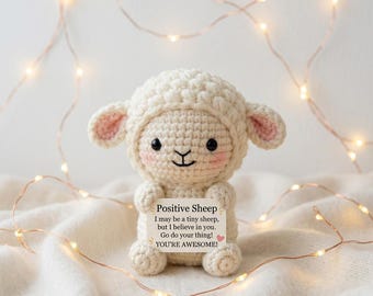 Crochet Lamb Plushie, Kawaii Amigurumi Sheep, Desk Buddy, Soft Comfort Toy