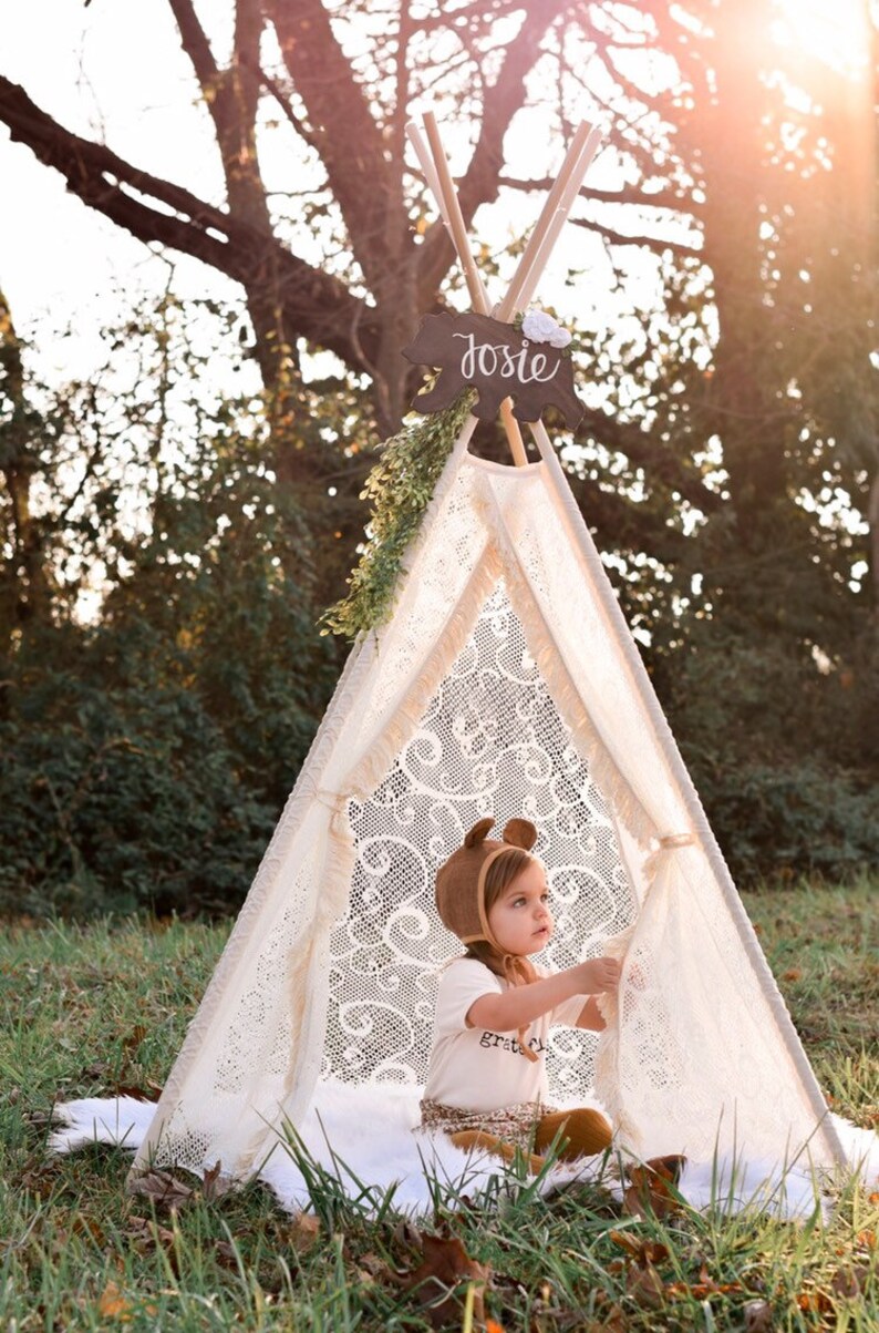 Boho Lace Teepee Play Tent Girls Photo Prop Etsy