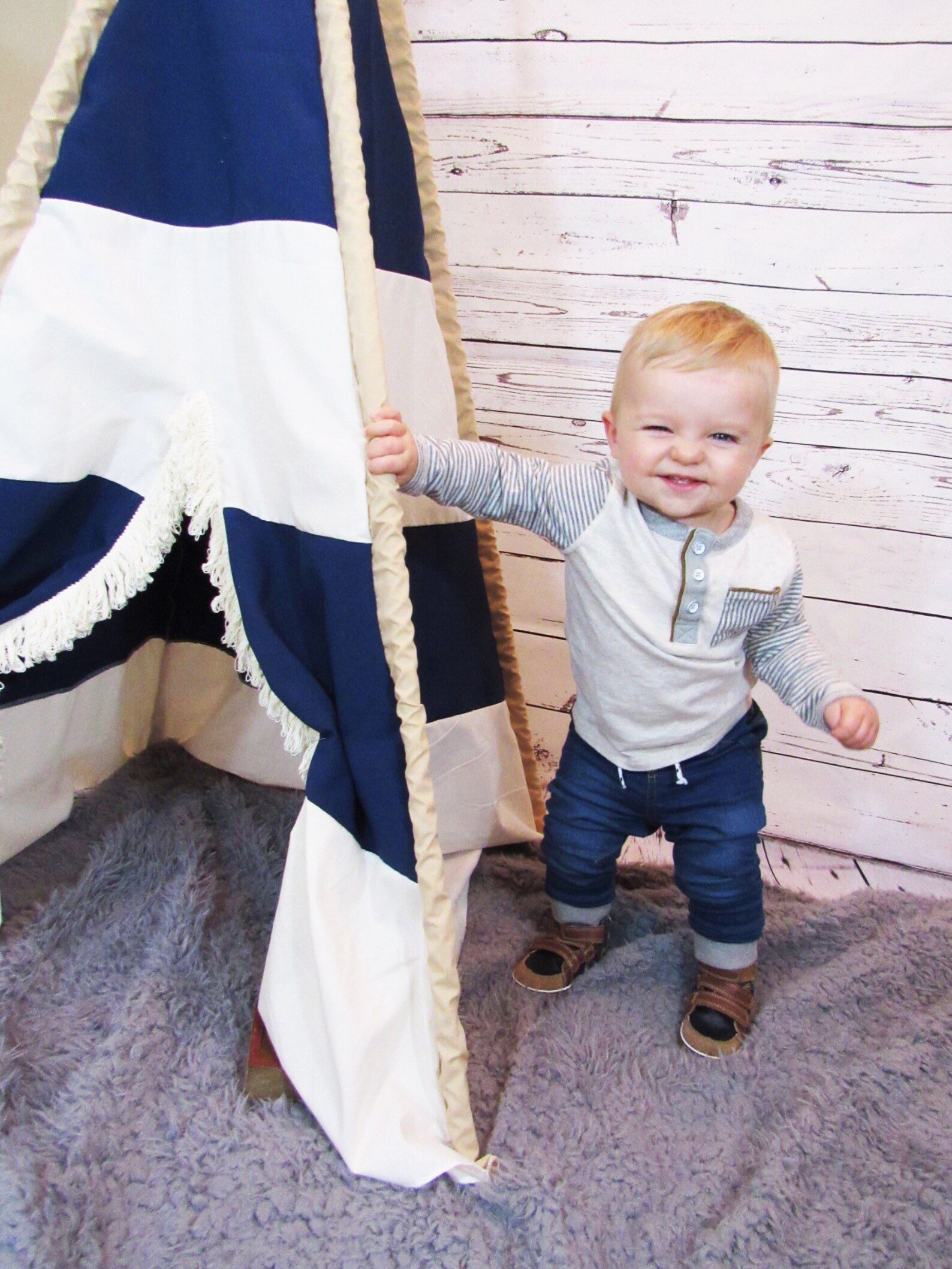 Boys Teepee Play Tent Blue Stripes Etsy