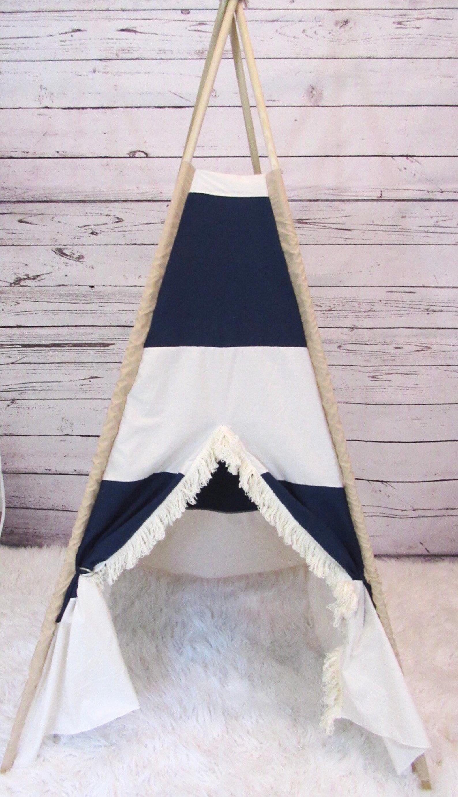 Boys Teepee Play Tent Blue Stripes Etsy