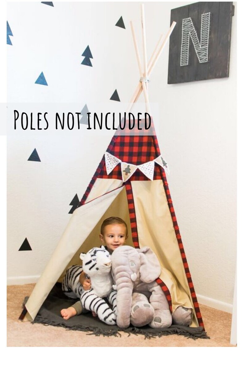 wild one birthday prop cabin camping decor Boys Buffalo Check Teepee tent for toddlers woodland nursery or baby shower decor