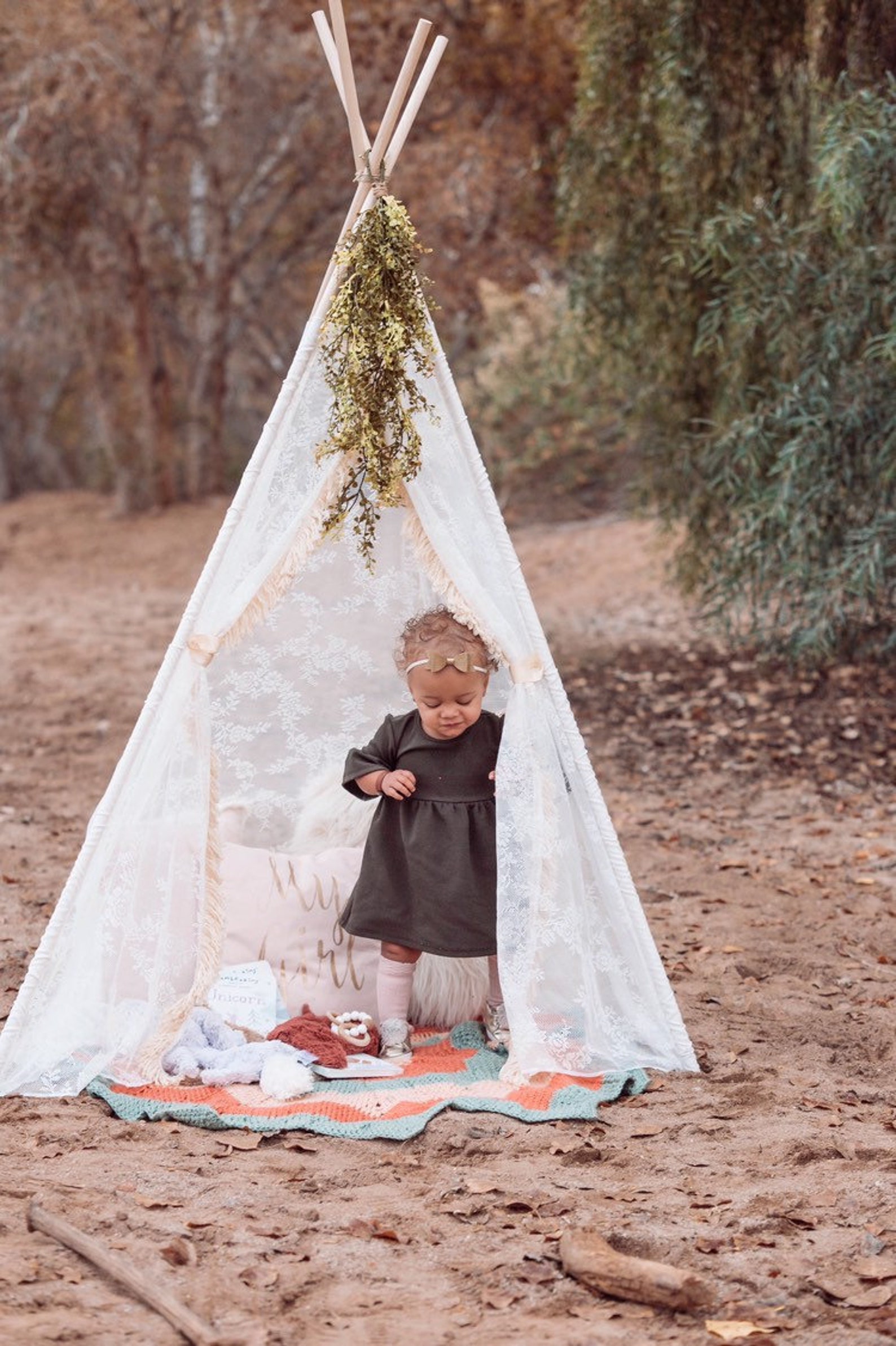 Boho Lace Kids Teepee Girls Nursery Tent Tipi Etsy